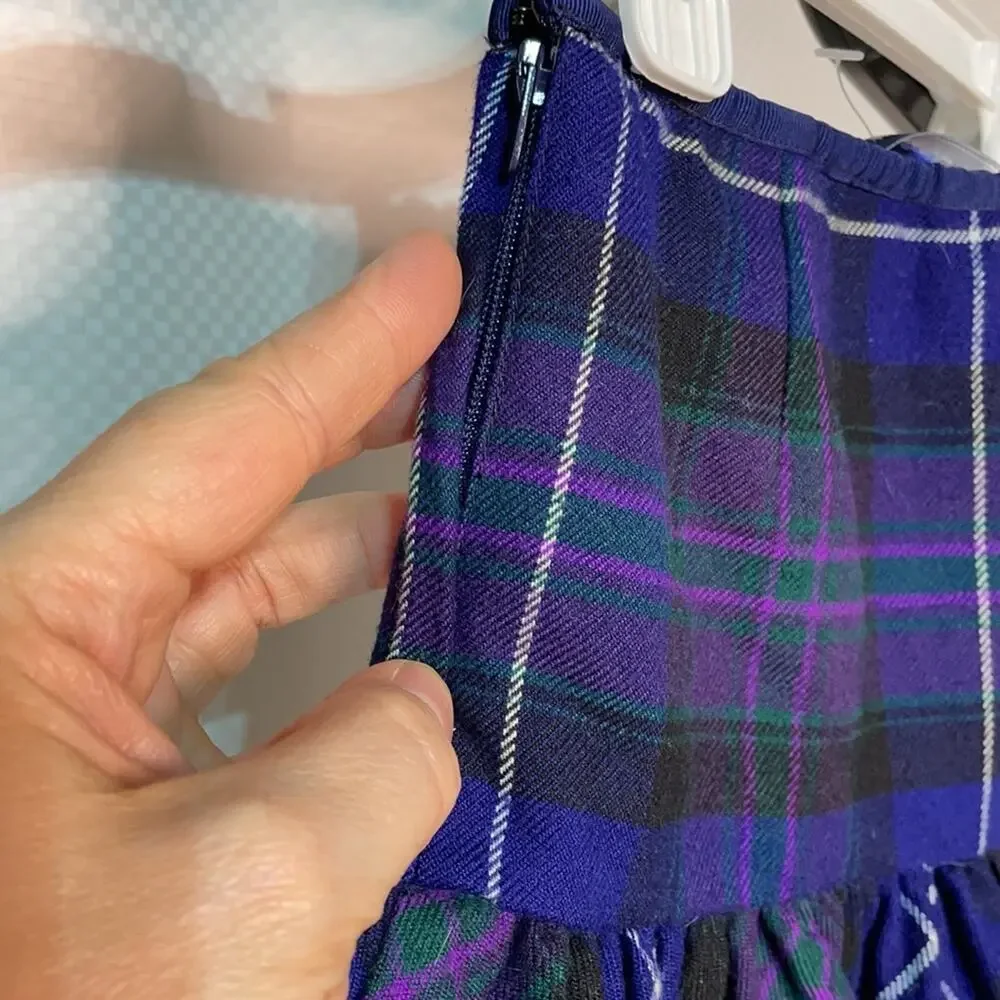 Ralph Lauren 2t purple black plaid ruffled skirt